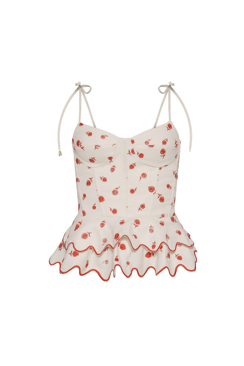 Top Rosita Peplum Ivory Red